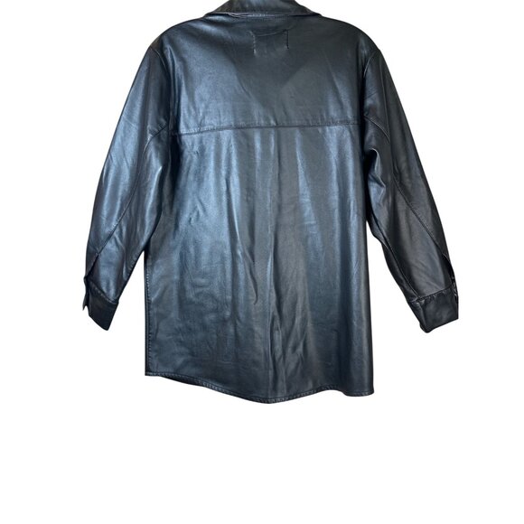 Steve Madden Faux Good Measure Shacket in Black XSmall Womens Vegan Shirt - Picture 6 of 15